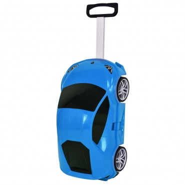 Car Shape 3D Kids Travel Rolling Luggage Trolley