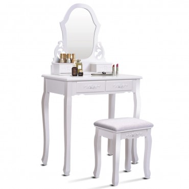 Vanity Makeup Dressing Table With A Mirror And 4 Drawers