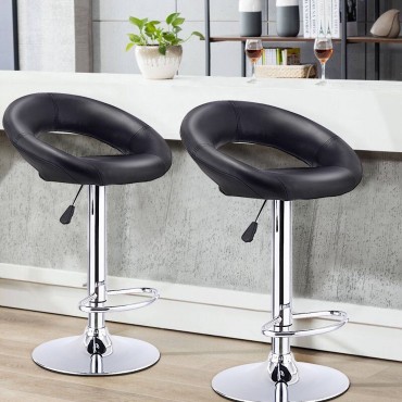 Set Of 2 Adjustable Swivel Bar Stools Pub Chairs