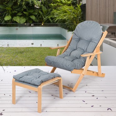 Folding Recliner Adjustable Lounge Chair With Ottoman