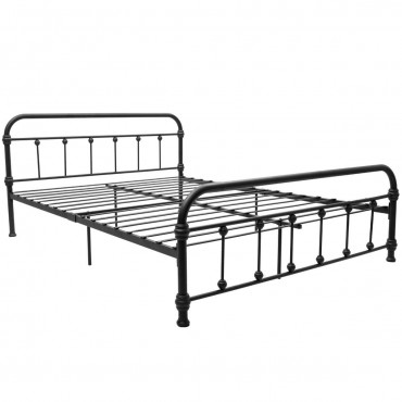Queen Size Metal Steel Bed Frame With Stable Metal Slats