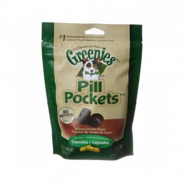 Greenies Pill Pockets Dog Treats - Hickory Smoke Flavor - Capsules - 7.9 oz - Approx. 30 Treats