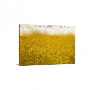 Close Up Of Beer Bubbles And Foam In A Glass Wall Art - Canvas - Gallery Wrap