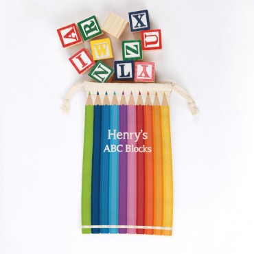 Colored Pencils Personalized Drawstring Toy Bag
