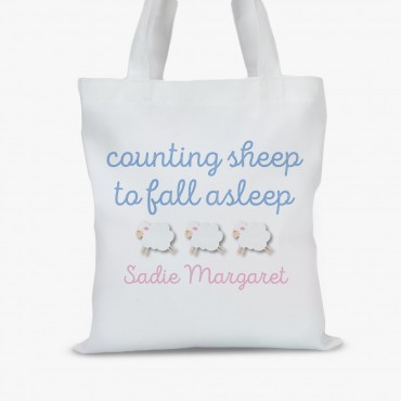 Counting Sheep To Fall Asleep Custom Kids Tote Bag