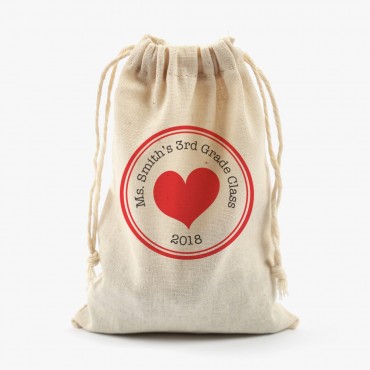 Kids Valentine's Day Treat Custom Mini Drawstring Bag