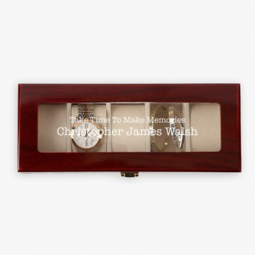 Custom Memories 5-Slot Cherry Finish Wood Watch Case