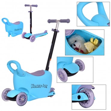 3 In 1 Kids Kick Scooter With Storage Function Adjustable Handle
