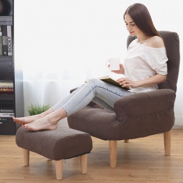 Adjustable Lazy Sofa Chair W / Footstool And Armrest