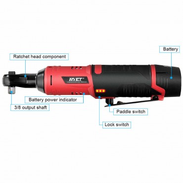 Cordless 3/8 In. Electric 12V Ratchet Wrench Tool Set