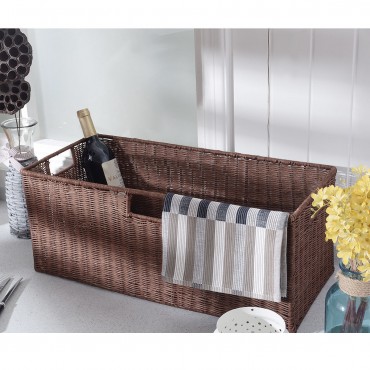 3 Pcs Nesting Rectangular Cube Rattan Storage Baskets