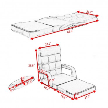 Folding Lazy Floor Chair Sofa With Armrests And Pillow