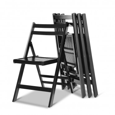 Set Of 4 Solid Wood Folding Chairs
