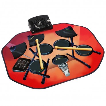 Electronic Glowing Play Drum Mats Kit Set With MP3 Cable