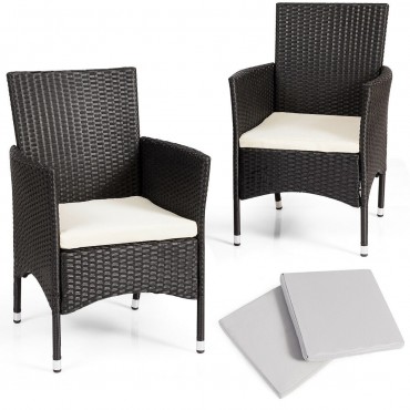 2 Pcs Dining Chairs Set With 2 Cushion Covers