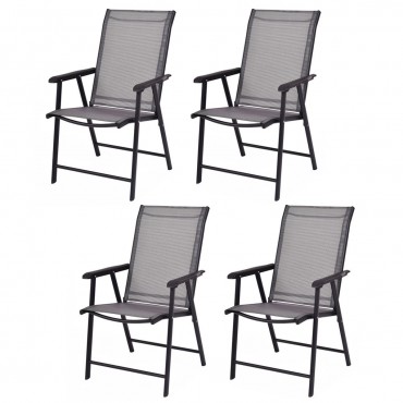 Set Of 4 Outdoor Patio Folding Chairs With Armrest