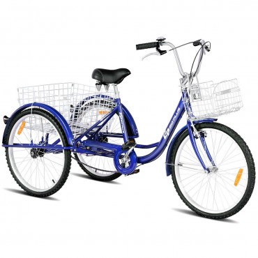 26 In. Seat Height Adjustable Single Speed 3-Wheel Tricycle With Bell