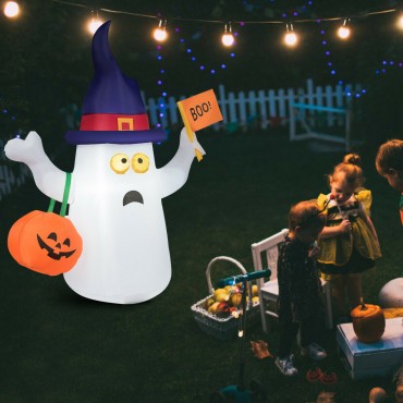 5 Ft. Halloween Inflatable Ghost Light With Flag Hat Bag