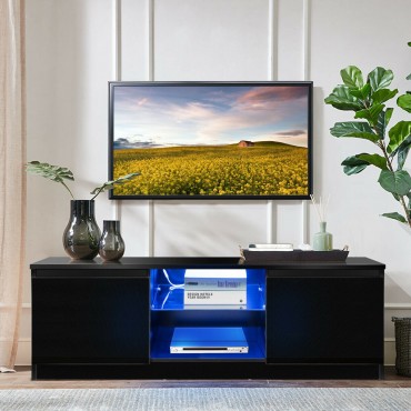 50 In. TV Stand Cabinet With LED Shelves Modern