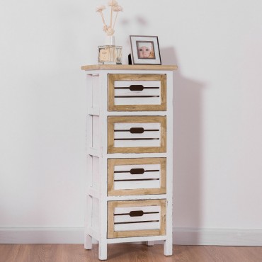 4 Drawers Wooden Chest Side End Cabinet Nightstand