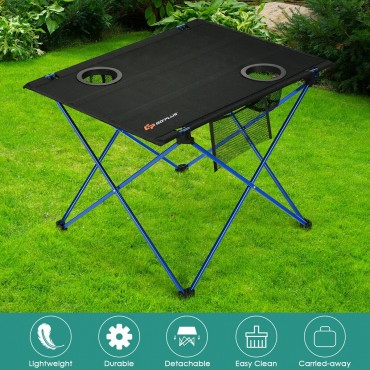 Foldable Camping Picnic Table With Cup Holders