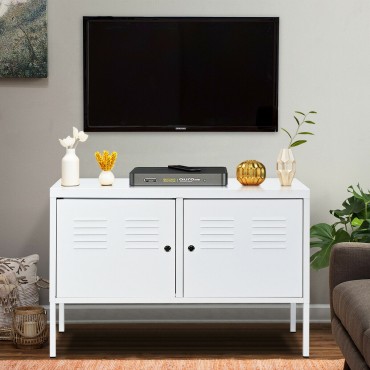 Television Stand With Lockable Storage Cabinet