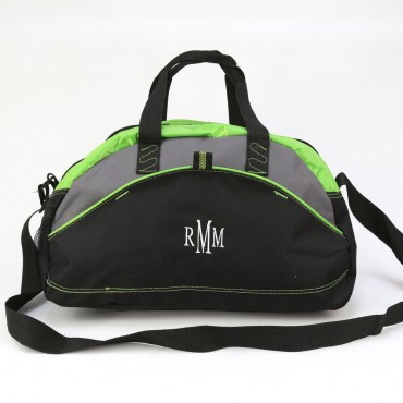 Embroidered Monogram Contrast Small Duffel Bag