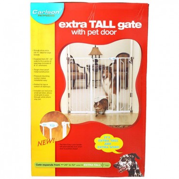 Carlson Pet Gates Maxi Walk Thru Gate with Pet Door - Extra Tall - 34.5 in. - 38 in. W x 41 in. H - 50 in. - 59 in. Wide with Extension