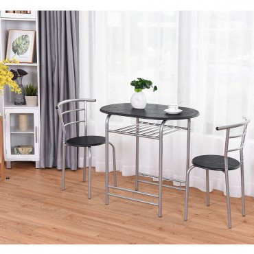 3 Pcs Home Bistro Table And 2 Chairs Dining Set