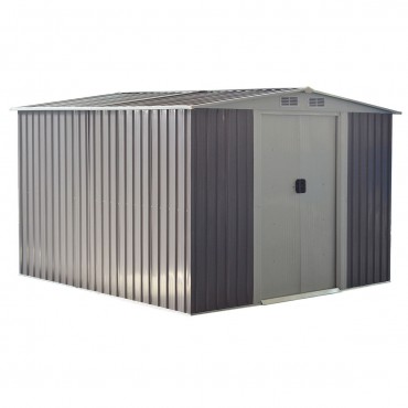 8.5 x 8.5 Ft. Outdoor Garden Galvanized Steel Storage Shed With Sliding Door