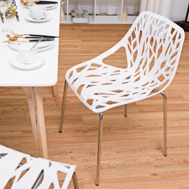 Set Of 4 Dining Birch Sapling Accent Armless Side Chairs
