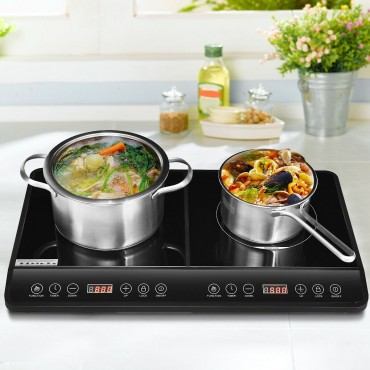 1800W Countertop Burner Electric Dual Digital Induction Cooker