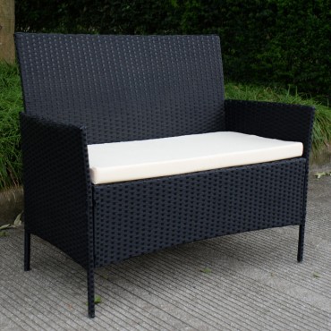 4 Pcs Outdoor Rattan Wicker Cushioned Seat with A Loveset