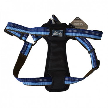 K9 Explorer Sapphire Reflective Adjustable Padded Dog Harness - Fits 20 in. - 30 in. Girth - 1 in. Straps