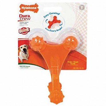 Nylabone Dura Chew Axis Bone Chew Toy - Bacon Flavor - For Dogs over 50 lbs - 6 in. Long x 4.5 in. Wide