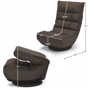4-Position Adjustable 360 Degree Swivel Folding Floor Sofa Chair