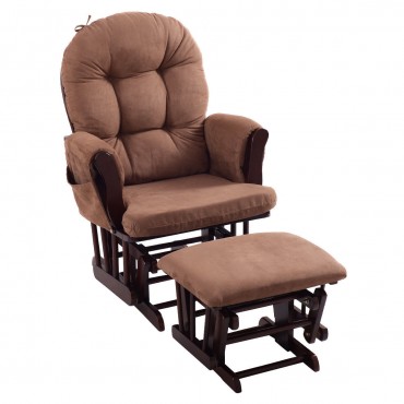 Baby Nursery Rocking Chair With Adjustable Backrest Plus Ottoman