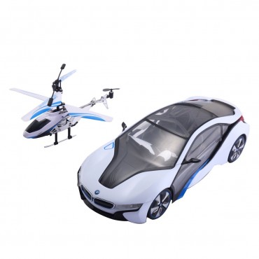 1:14 2.4 G Speed Twins BMW I8 RC Car And Helicopter