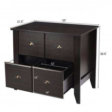 Multi-function Retro Lateral File Storage Cabinet With 2 Drawers