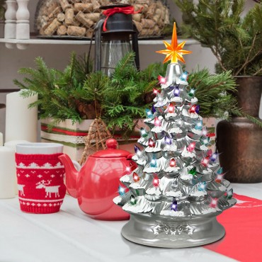 15 In. Pre-Lit Hand-Painted Ceramic Christmas Tree