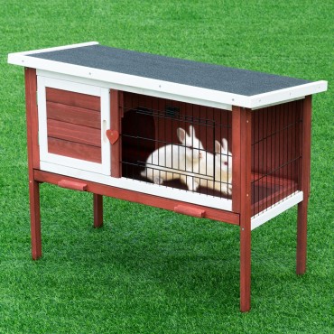 Wooden Rabbit Chicken Small Animal Cage House with Tray