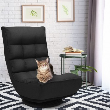 4-Position Adjustable 360 Degree Swivel Folding Floor Sofa Chair
