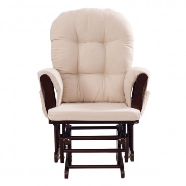 Baby Nursery Rocking Chair With Adjustable Backrest Plus Ottoman