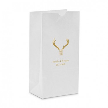Love Antlers Block Bottom Gusset Paper Goodie Bags - Package of 25