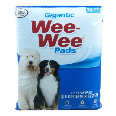 Four Paws Gigantic Wee Wee Pads - Gigantic - 18 Pack - 27.5 in. Long x 44 in. Wide