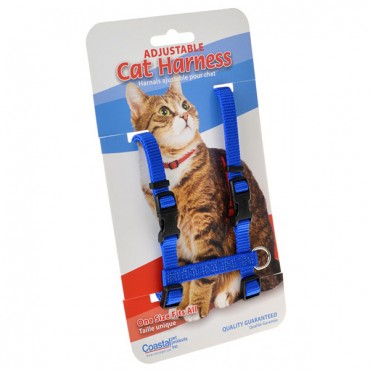 Tuff Collar Nylon Adjustable Cat Harness - Blue - Girth Size 10 in. - 18 in. - 2 Pieces