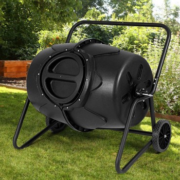 50 Gallon Wheeled Compost Tumbler Garden Waste Bin