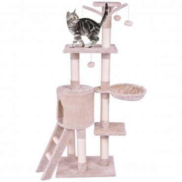 56 In. Condo Scratching Posts Ladder Cat Play Tree