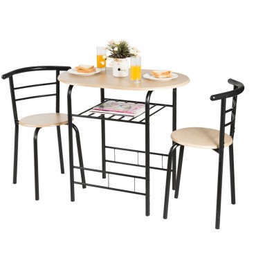 3 Pcs Home Kitchen Bistro Pub Dining Table 2 Chairs Set
