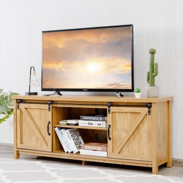 TV Stand With Cabinet Sliding Barn Door